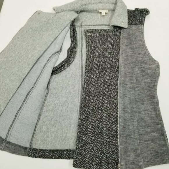 Hem & Thread Womens Small Herringbone Sleeveless Vest‎ Gray Retro Boho Indie - Picture 9 of 10